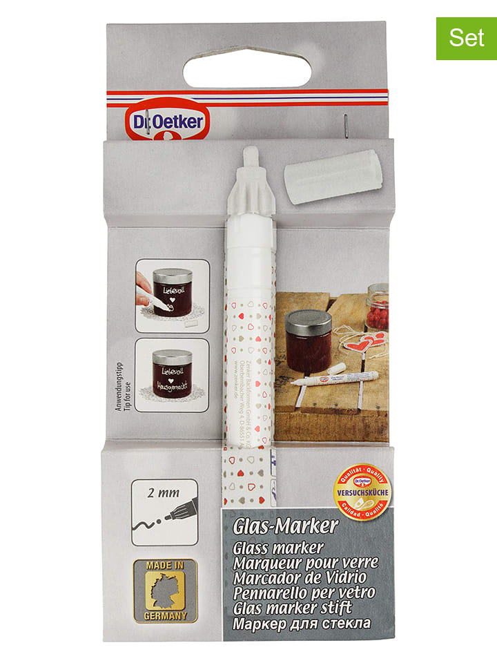 Dr. Oetker 2er-Set: Glasmarker in Weiß - (H)13 cm - onesize
