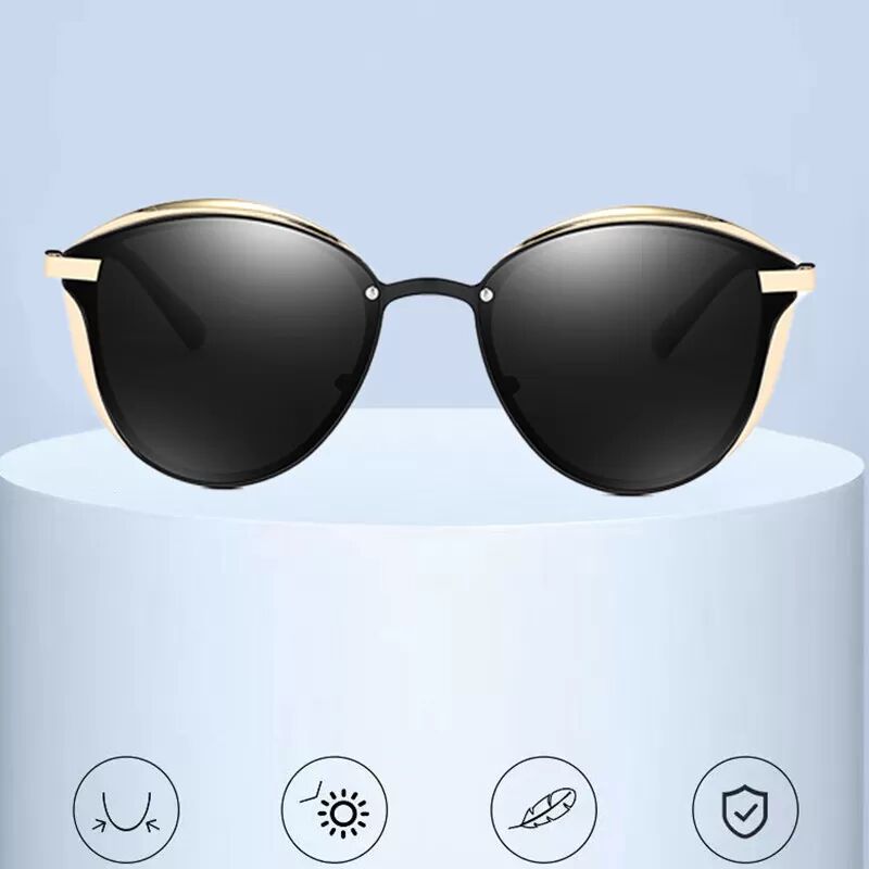 INF Stylische verspiegelte Sonnenbrille mit Goldrahmen Schwarz