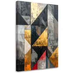 WANDBILD, Abstrakt Grau Gold Formen