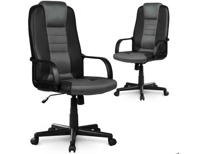 Fauteuil de bureau en cuir et micro-maille - Sofotel - Noir-gris - Ergonomique - Inclinaison libre - Charge max 120 kg