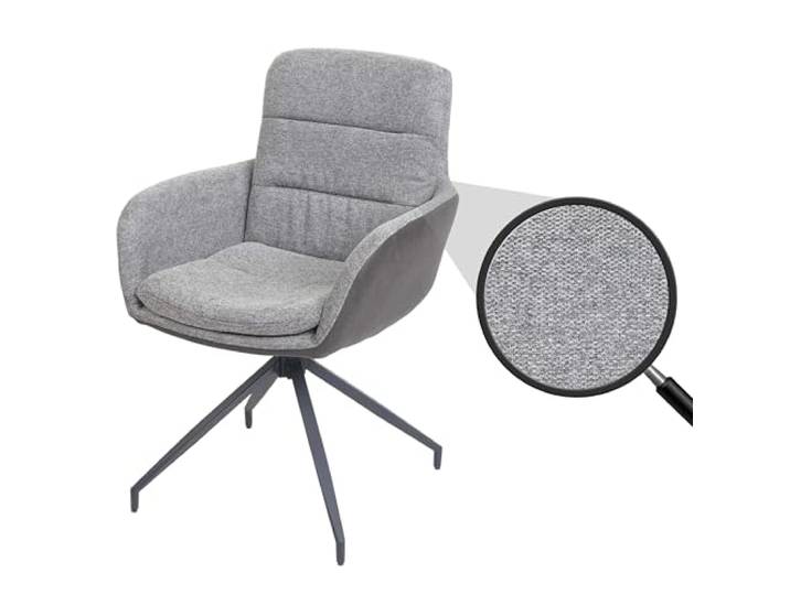 Mendler Esszimmerstuhl HWC-K32 Stoff MVG drehbar - grau-dunkelgrau