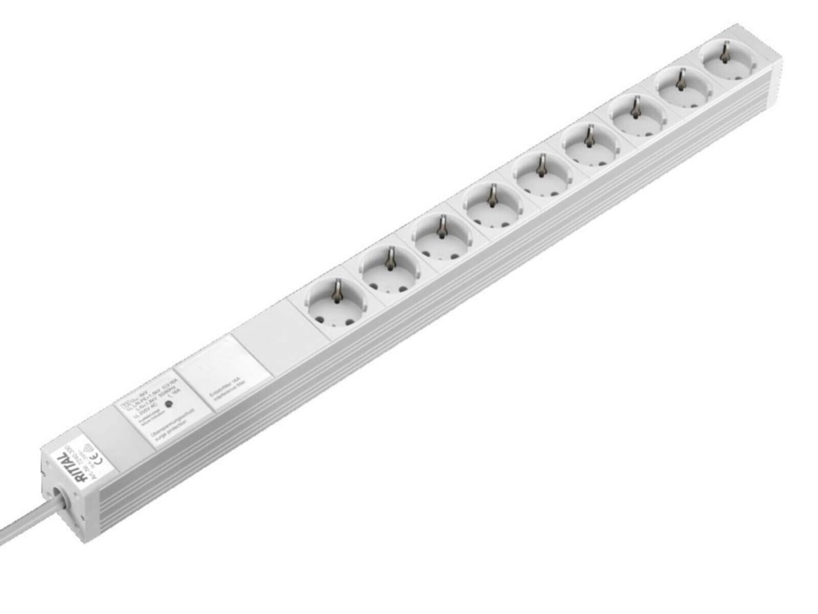 Rittal stopcontactstrip voor inbouw in een rack met 9 uitgangen