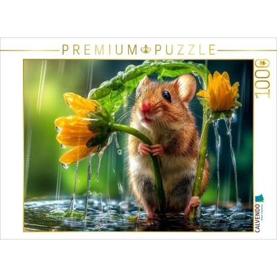 CALVENDO Puzzle Ganz schön viel Regen für so eine zarte Blume | 1000 Teile Lege-Größe 64x48cm Foto-Puzzle für glückliche Stunden, Game von , Calvendo