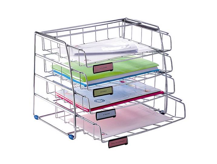 Alba Corbeille à courrier chromé - H. 31,5 cm - Set de 4