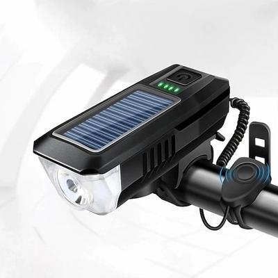 wiederaufladbare Solar-Fahrradlichter, ultrahelle Fahrradlichter für die Nacht, Scheinwerfer und Rücklicht mit elektrischer Klingel, einfach zu installierende, wasserdichte LED-Fahrradlichter für