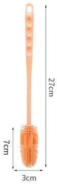 Perfect Picks Market Silicone Bottle Brush With Long Handle For Deep Cleaning Water Bottles & Cups pink