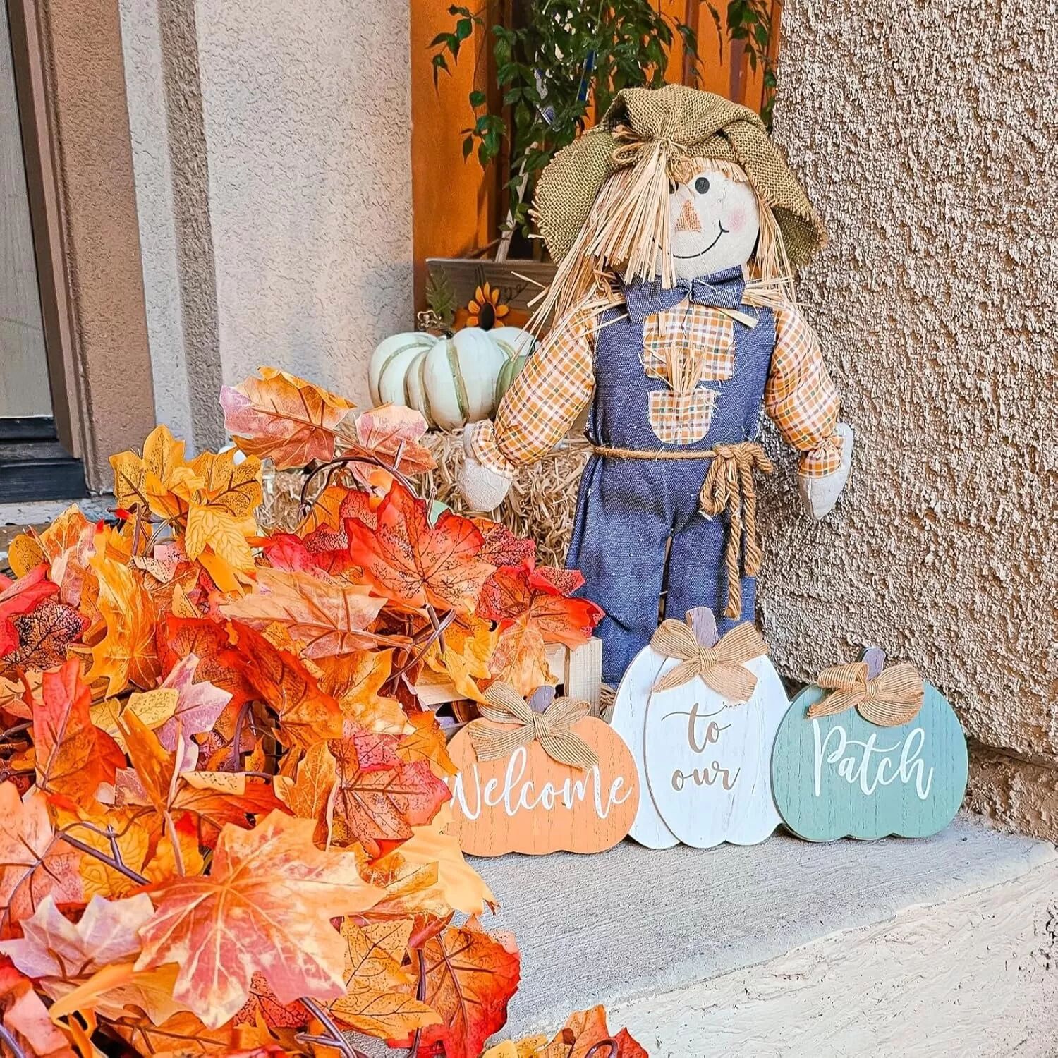 INF Guirlande de feuilles d'érable artificielles (lot de 2) - Décoration réaliste en soie pour l'automne
