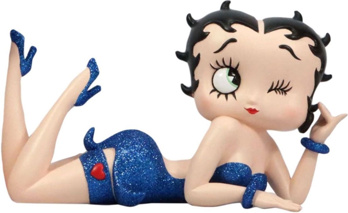 Betty Boop Liggend Beeld - Blauw Glitter