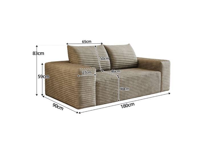 Canapé compressé modulable 3 places sans montage assise profonde tissu corduroy - beige
