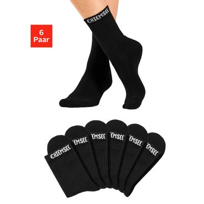Tennissocken CHIEMSEE, Gr. 35-38, schwarz, Baumwolle, Elasthan, Polyamid, unifarben, normal, Socken Tennissocken, mit eingestricktem Markennamen