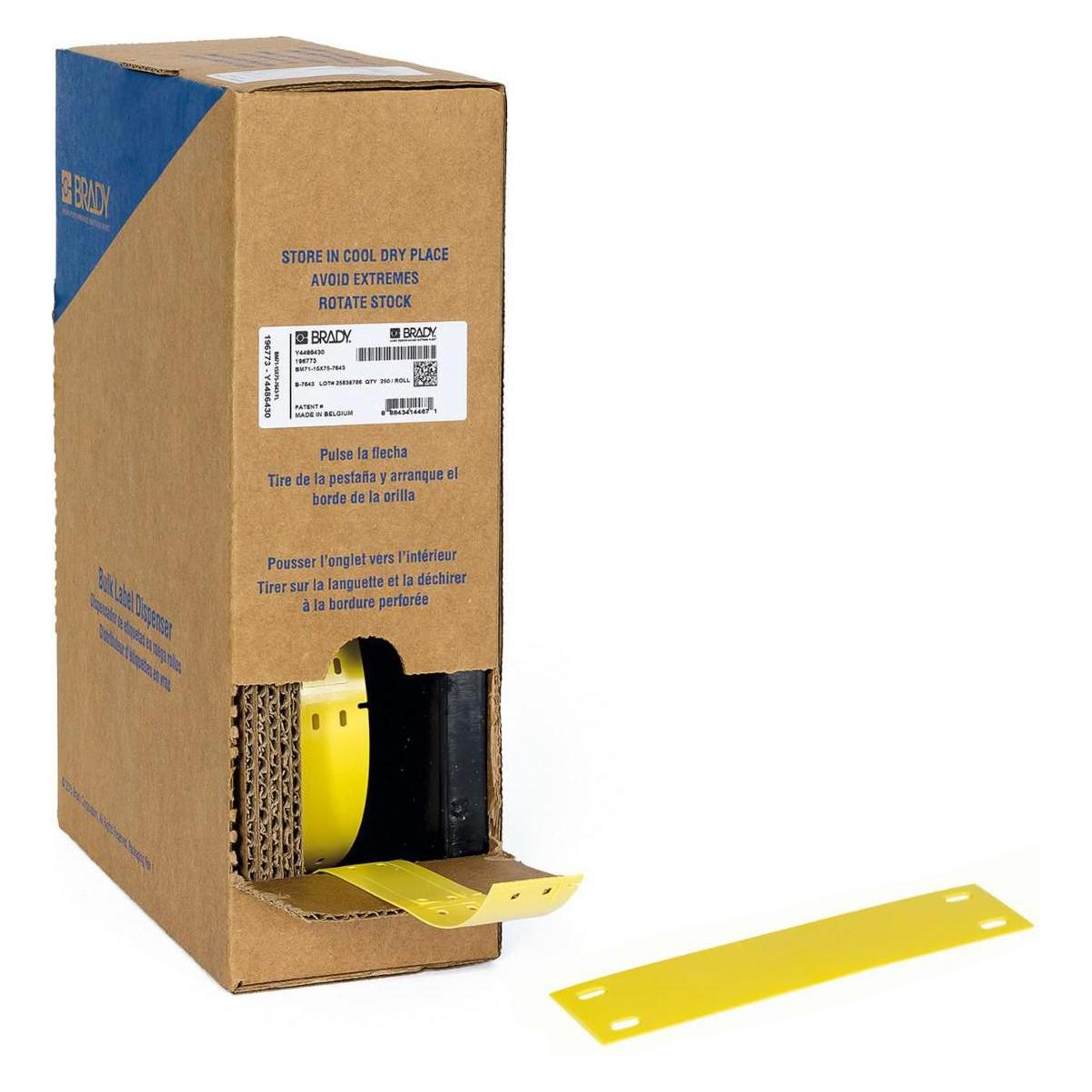 Brady BM-15x75-7643-YL, Heatex Schilder, Gelb, matt, 15.00 x 75.00 mm, nicht klebend, Grossrolle (2 (BM-15X75-7643-YL)