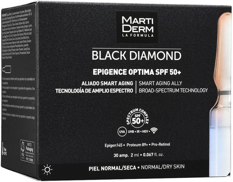 Martiderm Black Diamond Epigence Optima ampoules peaux normales-sèches SPF50+ 30 x 2 ml