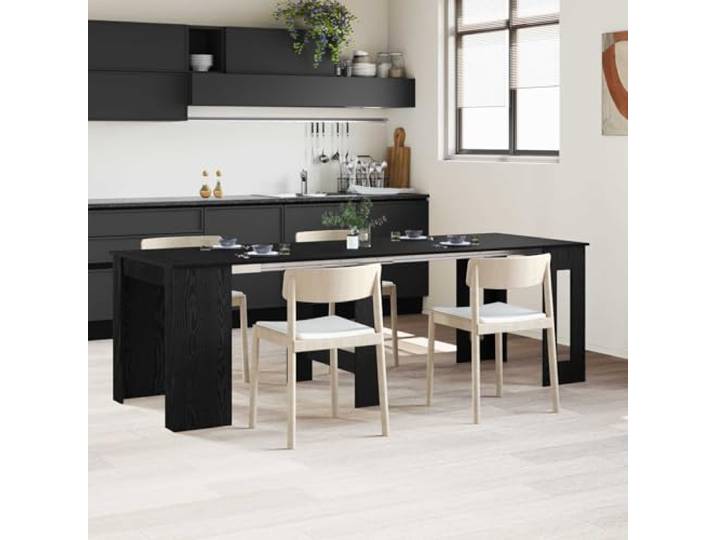 Esstisch 240 x 85 x 75 cm Holzwerkstoff Schwarze Eiche Ausziehbares Design,handbetriebener Mechanismus,wasserabweisende Oberfläche,rechteckige Form,klare Linien