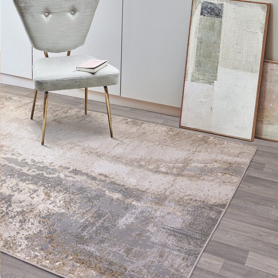 Borough Wharf Aurora AU24 Cliff Beige Area Rug Beige Rectangle 120 x 170 cm