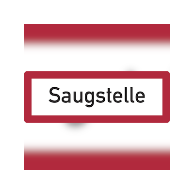 Feuerwehrschild, Saugstelle - DIN 4066 - 297x105x0.45 mm Aluminium geprägt