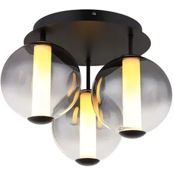 Deckenlampe Deckenleuchte Wohnzimmerlampe schwarz Glaskugel rauch LED H 29,5 cm