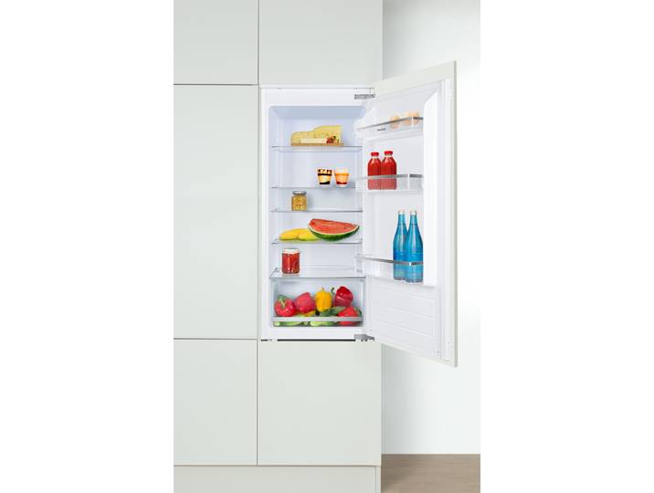 AMICA Einbaukühlschrank EVKSS 352 225 , Energieeffizienz: D, weiß (weiß, neutral), Rechtsanschlag, wechselbar, Kühlschränke, 197 Liter Nutzinhalt – Großzügiger Stauraum für den Wocheneinkauf, Einbaukühlschrank