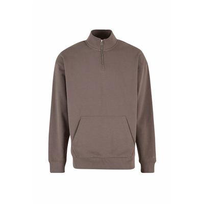 Sweater DEF "DEF DEF Zipper Crewneck", Herren, Gr. L, braun (tornado), 80% Baumwolle, 20% Polyester, unifarben, Rundhals, Sweatshirts Sweater