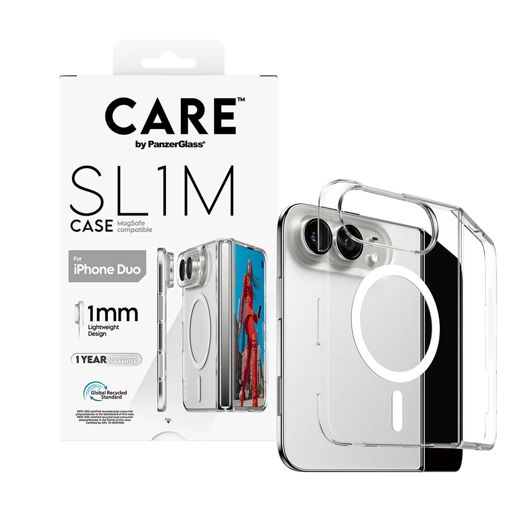 CARE by PanzerGlass SL1M Case Transparent m. Weiß MagSafe iPhone Duo CR12569