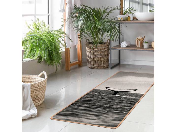 Läufer/Yogamatte Fluke im Ozean 183 x 61cm Schwarz/Weiß