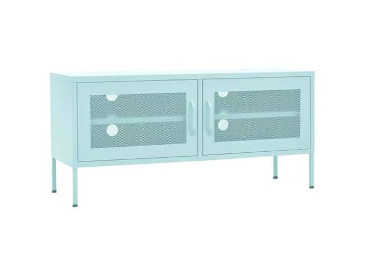 LKJephalotrop TV Schrank Minzgrün - Lowboard 105x35x50 cm Metall Robustes Metall Lowboard mit Gittertüren, Kabellöchern und Verstellfüßen für Wohnzimmer oder Schlafzimmer.