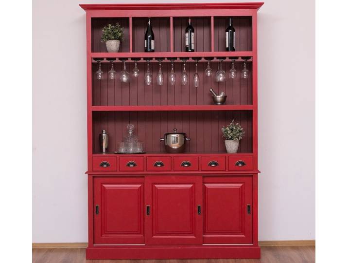 Massivholzmoebel-Becker Buffet Großer Buffetschrank aus Massivholz mit Glashalterungen