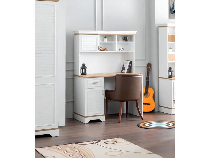 JVmoebel Kinderschreibtisch Luxuriöser Schreibtisch aus massivem Holz in Weiß mit Stauraum (Schreibtisch), Made in Europa