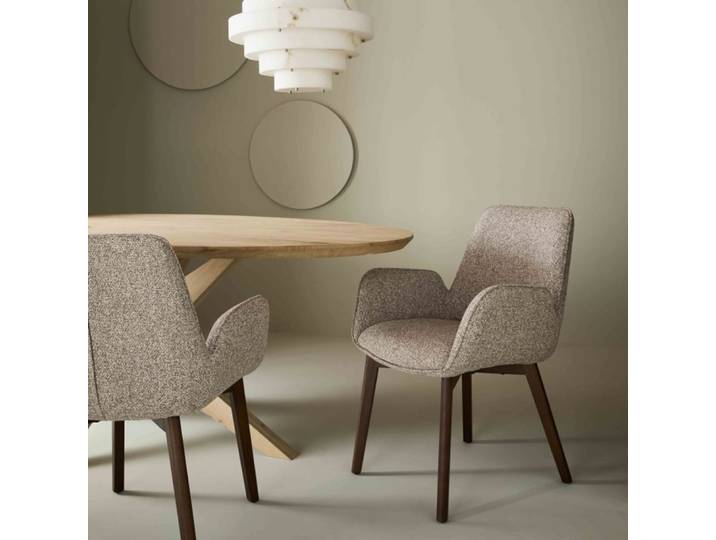 Lot de 2 chaises avec accoudoirs tapissée beige