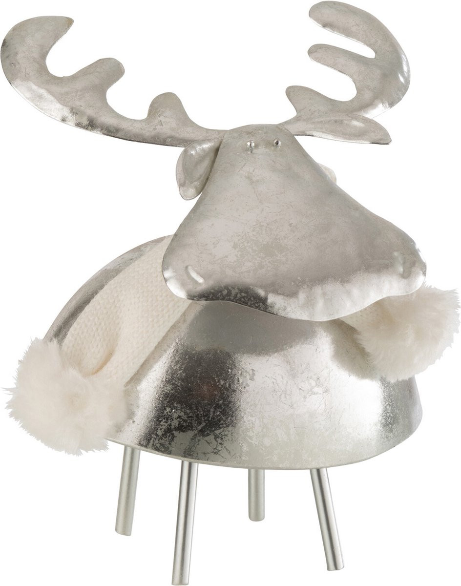 J-Line Kerstfiguur Hert - Zilver/Wit - Medium