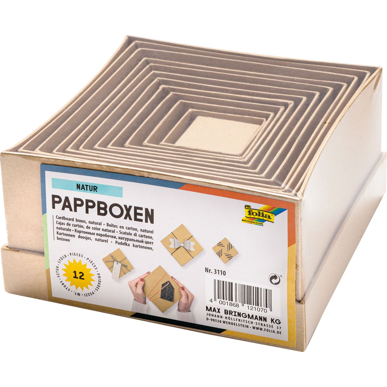 folia 12 NATUR Geschenkboxen-Set braun