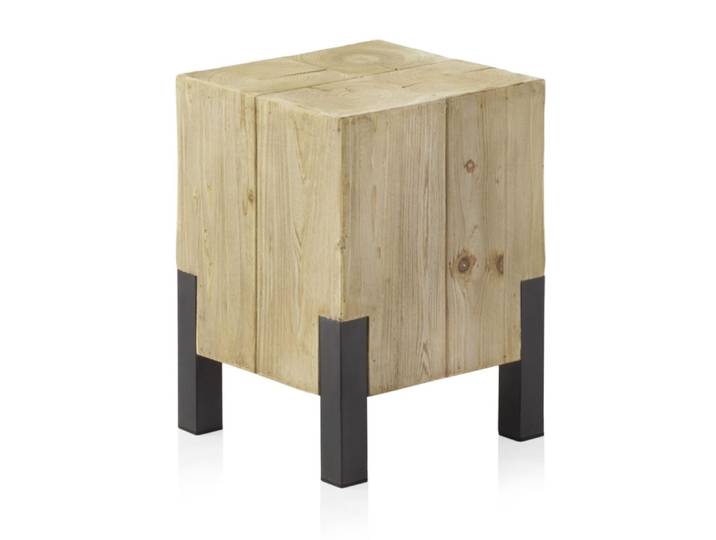 Tabouret en placage d'épicéa avec pieds laqués couleur métal