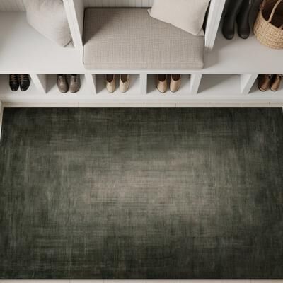 World Rug Gallery Vignette Ombre Sage Green Machine Washable Non-Slip Backing Area Rug