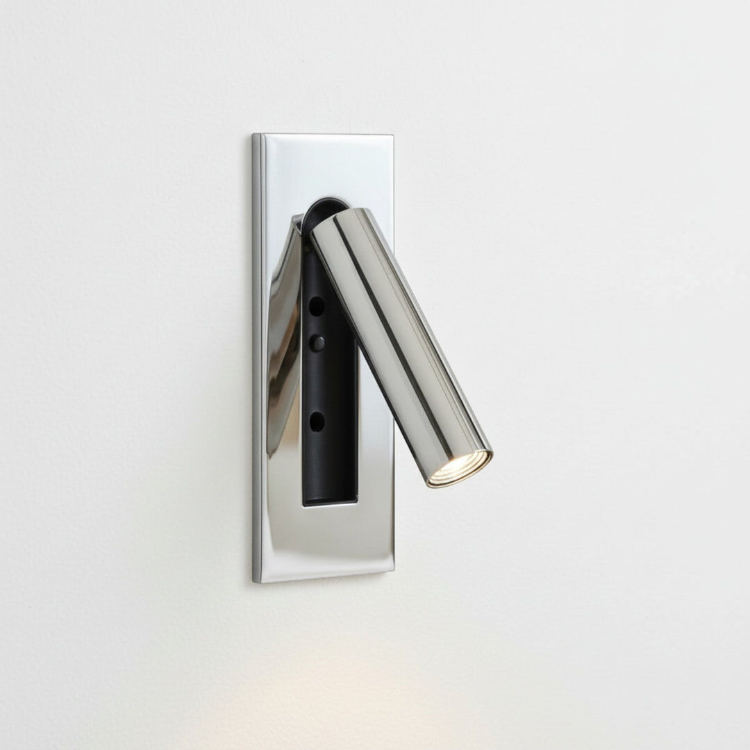 UltraBeam 3 Watt Recessed Adjustable Bedroom Reading Light - Built in Tilt Switch Chrome 18cm H X 7.5cm W X 10.5cm D