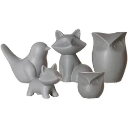 DEKOFIGUREN-SET TIERE Tiere grau 5-tlg.