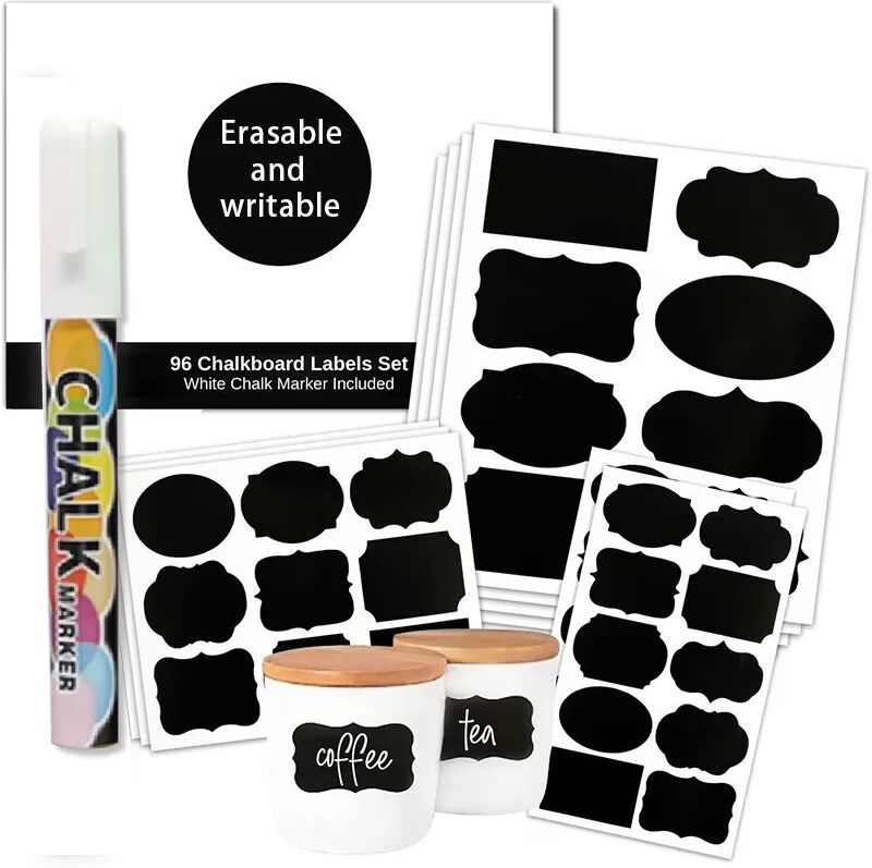 INF Lot de 8 Étiquettes Ardoise Amovibles pour Bouteilles en Verre avec Stylo