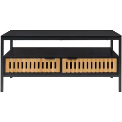 En.Casa, Couchtisch + Beistelltisch, Couchtisch Luniehti 100x40x48 cm Schwarz/Natur (100 x 100 x 48 cm)