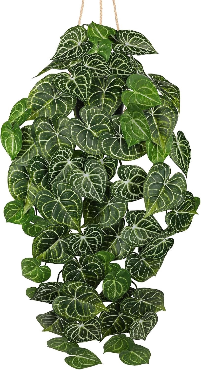 Kunstplant Anthurium Crystallinum 94 cm - Groene hangplant voor decoratie
