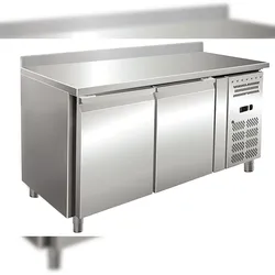 KLIMAITALIA Edelst.-Kühltisch 2 Türen & belüftetem Fliesenspiegel. Thermo digital. T° -2°C/+8°C. Dim. (LxWxH) 136x60x96 cm. Mod. SNACK2200TN