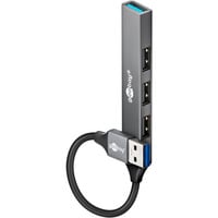 Slim 4-Port USB-Hub, USB-A auf USB-A, USB 3.2 hellgrau