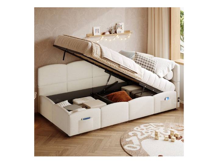 HAUSS SPOLE 90x200 mit Bettkasten&Stautasche,Kinderbett mit USB mit Matratze