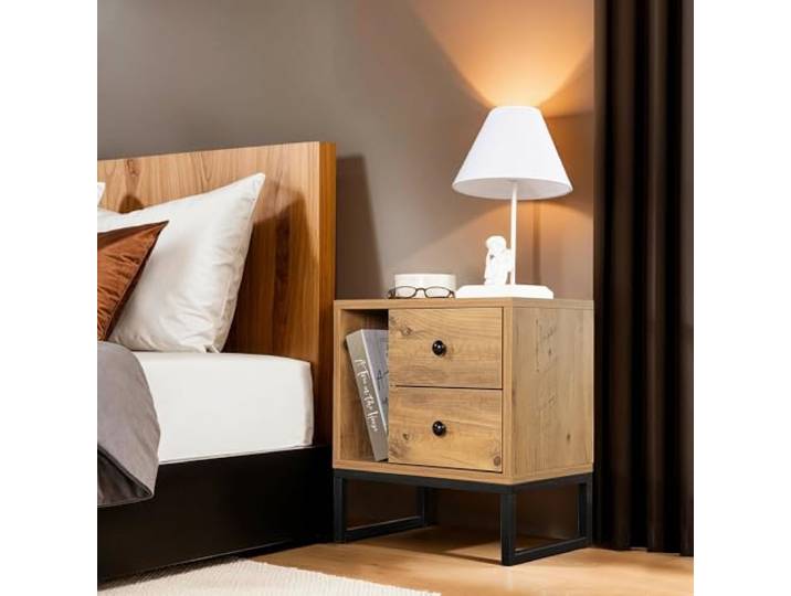Dmora Nachtkommode Predazzo 45,2x29,5x50 cm Braun, 2 Schubladen