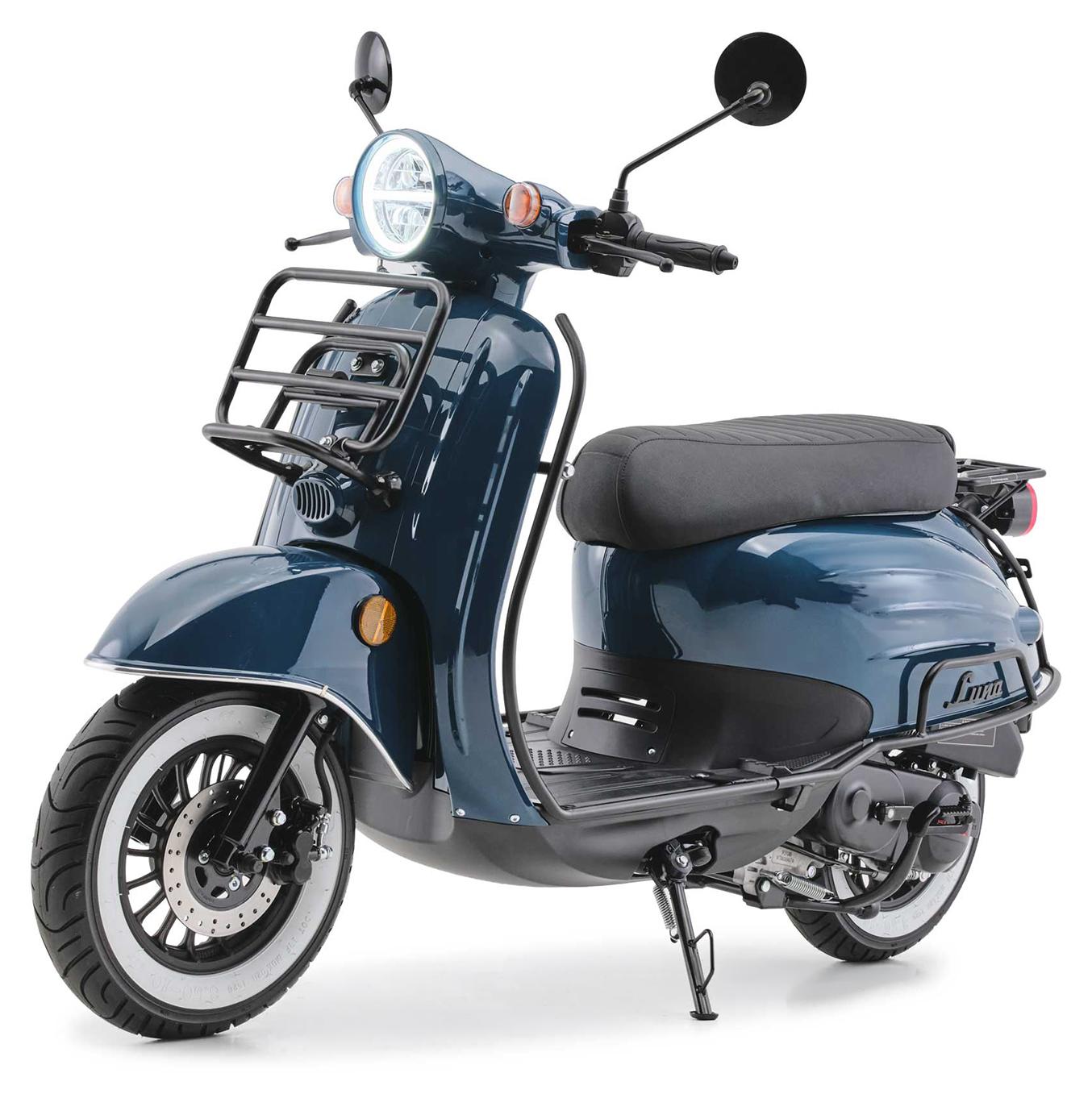 Motorroller 50 ccm Burnout Luna 25 km/h Retro-Mofa Euro 5 Blau