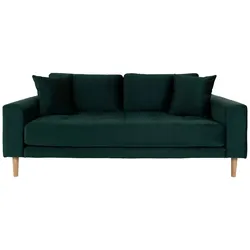 Ebuy24 Lido Sofa 2,5 Pers. velour inkl. 2 dekorative Kissen, grün.