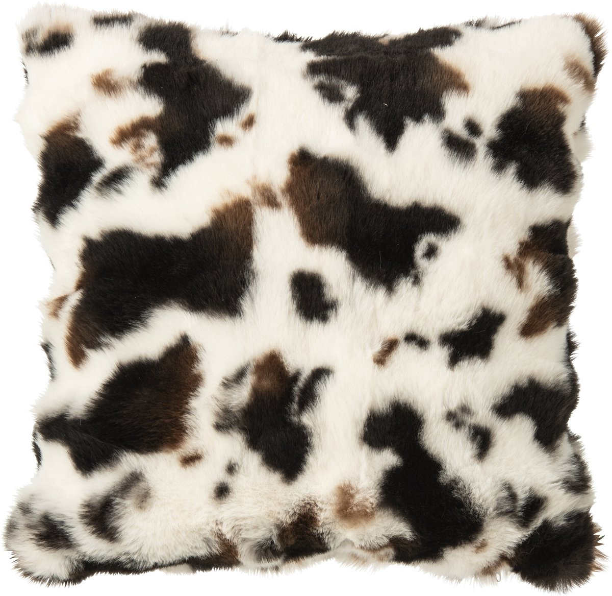 J-Line Kussen met koeienmotief - Wit/Donkerbruin - Polyester