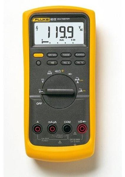 Fluke 83-V/EUR Digitale multimeter met RMS, 6000 tellingen, 1000 VAC, 1000 VDC en 10 ADC