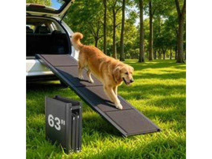 VEVOR Hunderampe, 160 x 43,2 cm, faltbare Hundeautorampen für mittelgroße & große Hunde bis 113 kg, Hundetreppe mit rutschfester Oxford-Gewebeoberfläche, tragbare Einstiegshilfe für SUV & LKW