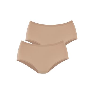 Taillenslip LASCANA "Superstretch", Damen, Gr. S/M, beige (beige 2x), Jersey, Obermaterial: 77% Polyamid, 23% Elasthan, unifarben, Unterhosen Taillenslip, nahtlose Verarbeitung, leichte Mikrofaserqualität