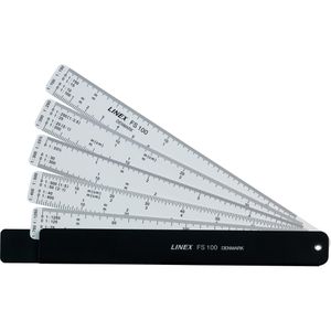 Linex Fächermaßstab FS 100, Reduktionsmaßstab, Teilung 1:2,5 bis 1:1250
