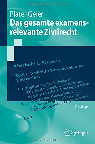 Jürgen Plate - Das gesamte examensrelevante Zivilrecht (Springer-Lehrbuch) - Preis vom 09.10.2026 07:28:09 h