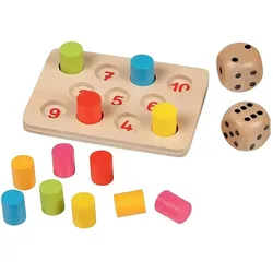Goki Mini Wrfelspiel Shut the box (Deutsch, Englisch, Französisch, Italienisch, 2 Spieler)